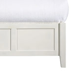 Neo Solid Mahogany Wood Low Profile Queen Bed, Beveled Trim Top, White