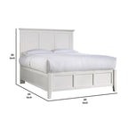 Neo Solid Mahogany Wood Low Profile Queen Bed, Beveled Trim Top, White