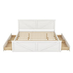 Wooden Platform Bed with Four Storage Drawers and Support Legs