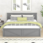 Wooden Platform Bed with Four Storage Drawers and Support Legs
