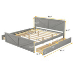 Wooden Platform Bed with Four Storage Drawers and Support Legs