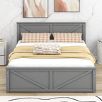 Wooden Platform Bed with Four Storage Drawers and Support Legs