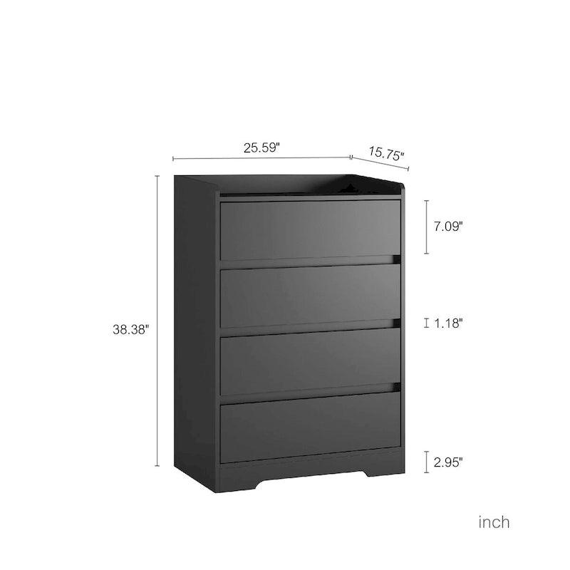 4 Drawer Dresser, Freestanding Storage Dresser Chest Cabinet for Bedroom, Living Room, Closet, Office