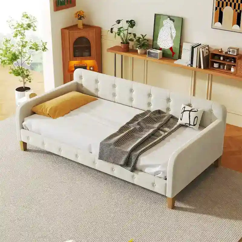 Twin Size Upholstered Dayed with 4 Support Legs