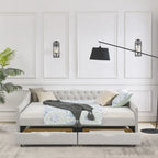 Queen Size Daybed with Drawers Upholstered Tufted Sofa Bed
