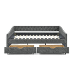 Queen Size Daybed with Drawers Upholstered Tufted Sofa Bed