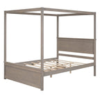 Full Size Wood Canopy Platform bed With Two Drawers
