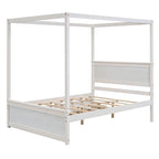 Full Size Wood Canopy Platform bed With Two Drawers
