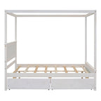 Full Size Wood Canopy Platform bed With Two Drawers