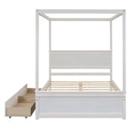 Full Size Wood Canopy Platform bed With Two Drawers