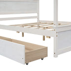 Full Size Wood Canopy Platform bed With Two Drawers