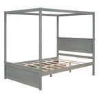 Full Size Wood Canopy Platform bed With Two Drawers