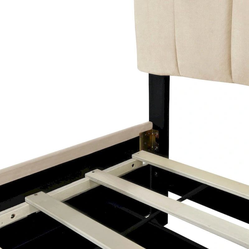 Queen Size Velvet Upholstered Platform Bed with 2 Drawers and 1 Twin XL Trundle