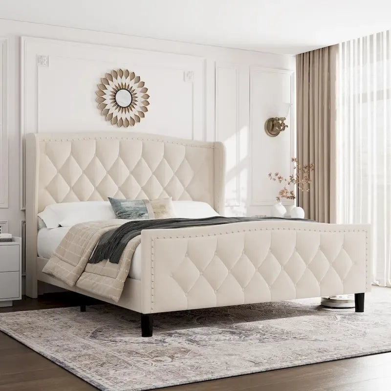 Cadre de lit avec 4 tiroirs de rangement et tête de lit