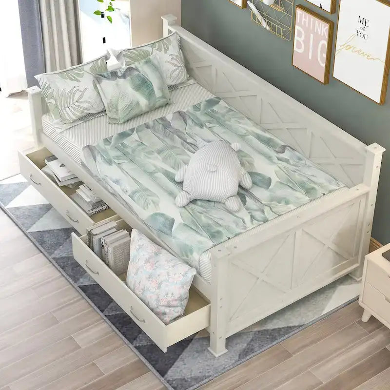 Twin Size Wooden Modern and Rustic Casual Style Daybed