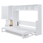 Lit escamotable Queen Size avec armoire et tiroirs