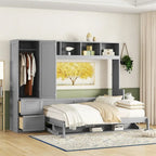 Lit escamotable Queen Size avec armoire et tiroirs