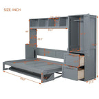Lit escamotable Queen Size avec armoire et tiroirs