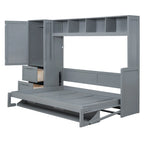 Lit escamotable Queen Size avec armoire et tiroirs
