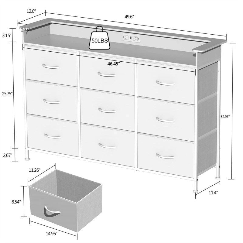 White Dresser with LED Light