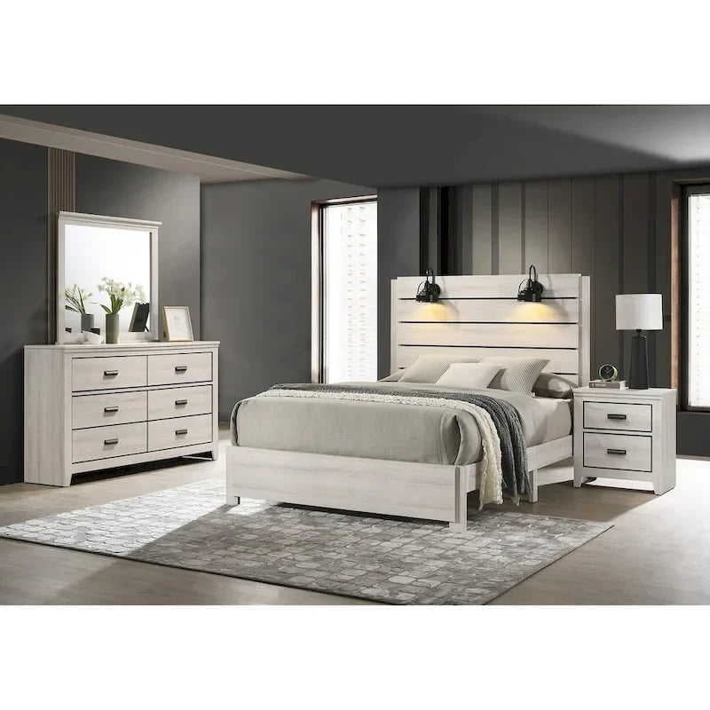 Ensemble de chambre Edyth 5 pièces avec panneaux LED blancs