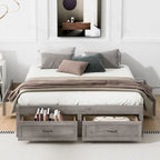 Lit plate-forme Queen Size avec 6 tiroirs de rangement