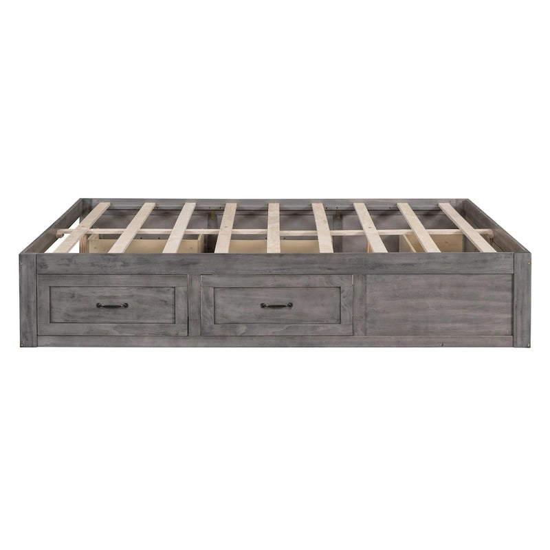 Lit plate-forme Queen Size avec 6 tiroirs de rangement