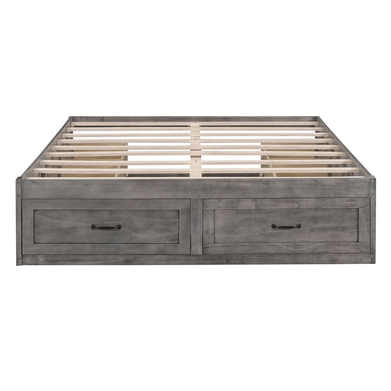 Lit plate-forme Queen Size avec 6 tiroirs de rangement