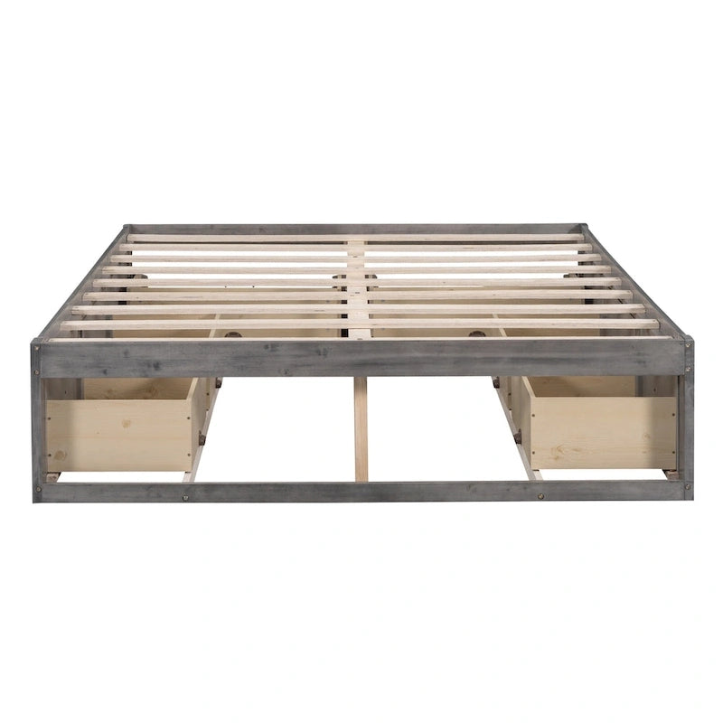 Lit plate-forme Queen Size avec 6 tiroirs de rangement
