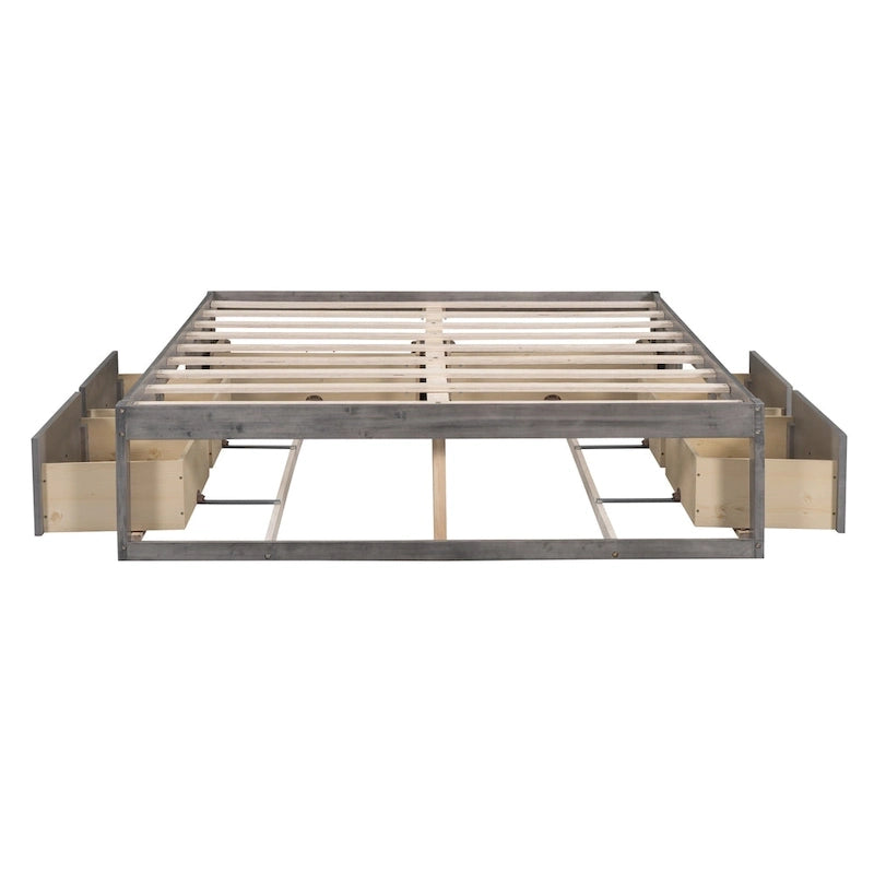 Lit plate-forme Queen Size avec 6 tiroirs de rangement