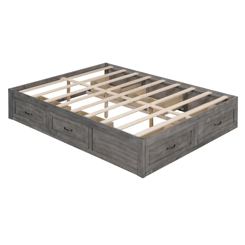 Lit plate-forme Queen Size avec 6 tiroirs de rangement