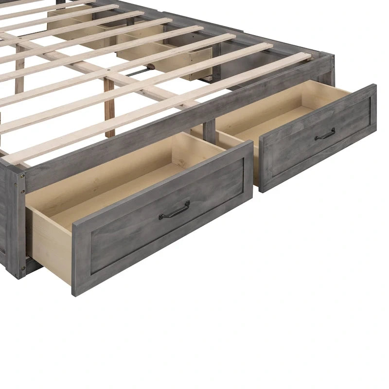 Lit plate-forme Queen Size avec 6 tiroirs de rangement