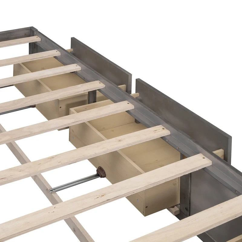 Lit plate-forme Queen Size avec 6 tiroirs de rangement