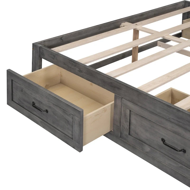 Lit plate-forme Queen Size avec 6 tiroirs de rangement