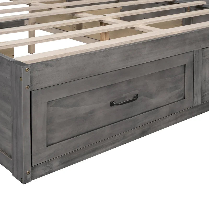 Lit plate-forme Queen Size avec 6 tiroirs de rangement