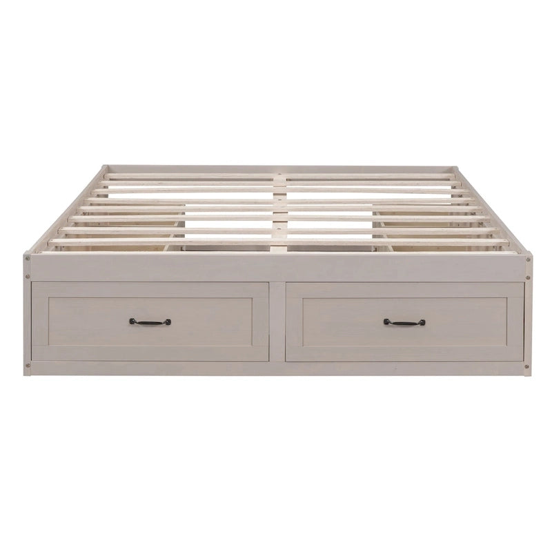 Lit plate-forme Queen Size avec 6 tiroirs de rangement