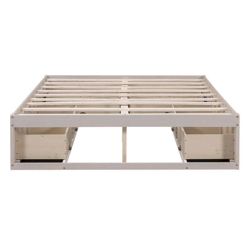 Lit plate-forme Queen Size avec 6 tiroirs de rangement