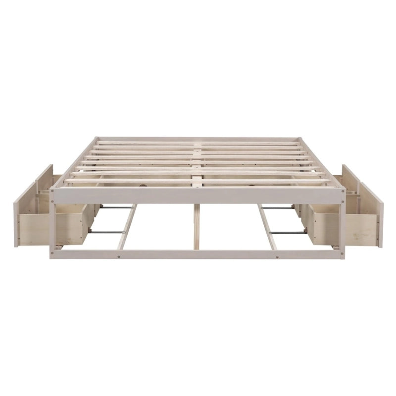 Lit plate-forme Queen Size avec 6 tiroirs de rangement