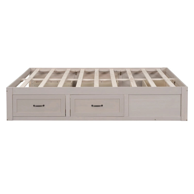 Lit plate-forme Queen Size avec 6 tiroirs de rangement