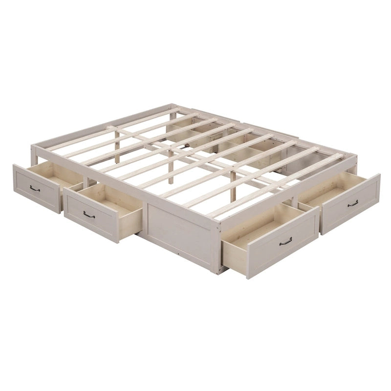Lit plate-forme Queen Size avec 6 tiroirs de rangement