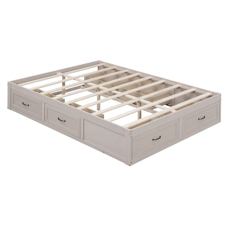 Lit plate-forme Queen Size avec 6 tiroirs de rangement