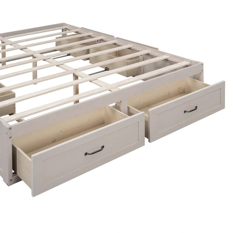 Lit plate-forme Queen Size avec 6 tiroirs de rangement