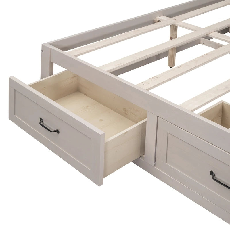 Lit plate-forme Queen Size avec 6 tiroirs de rangement