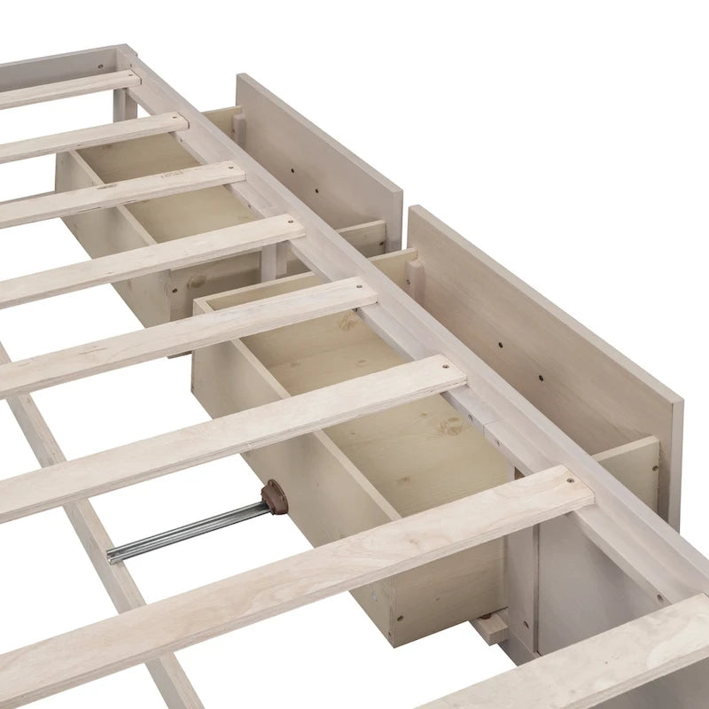 Lit plate-forme Queen Size avec 6 tiroirs de rangement