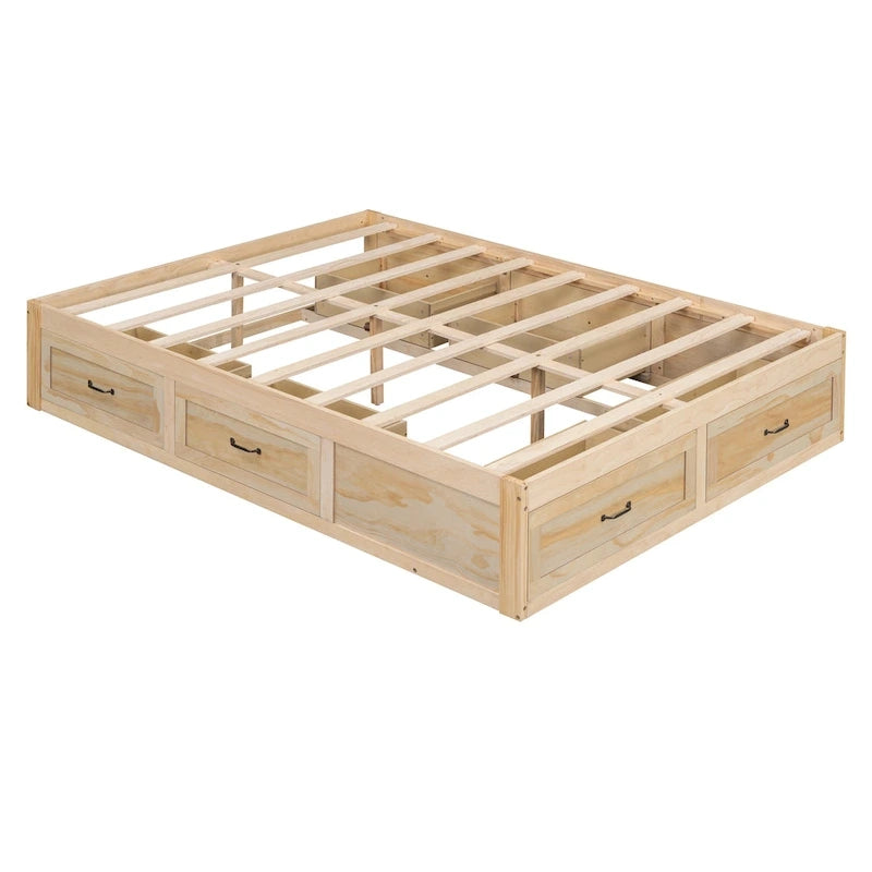 Lit plate-forme Queen Size avec 6 tiroirs de rangement