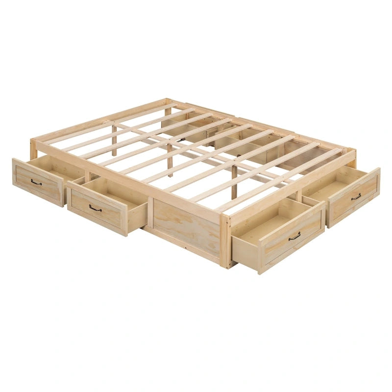 Lit plate-forme Queen Size avec 6 tiroirs de rangement