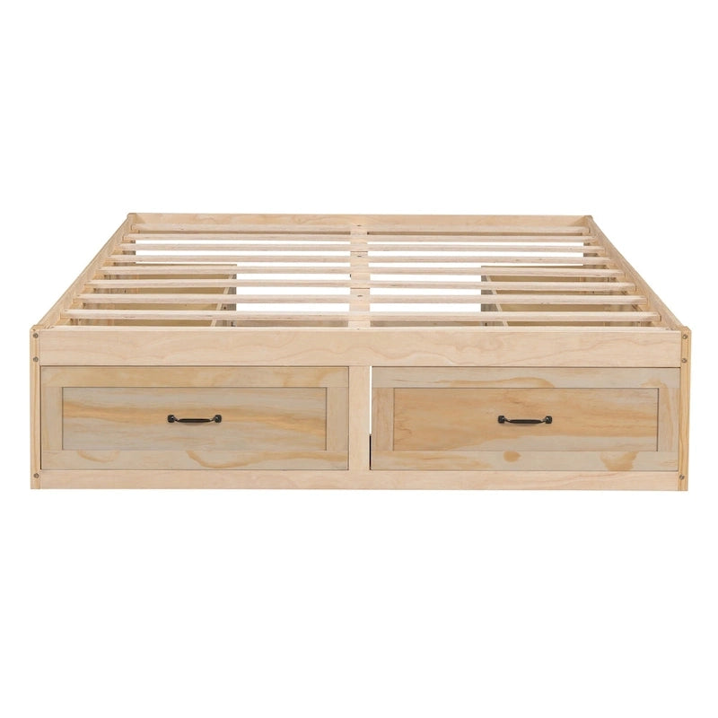 Lit plate-forme Queen Size avec 6 tiroirs de rangement