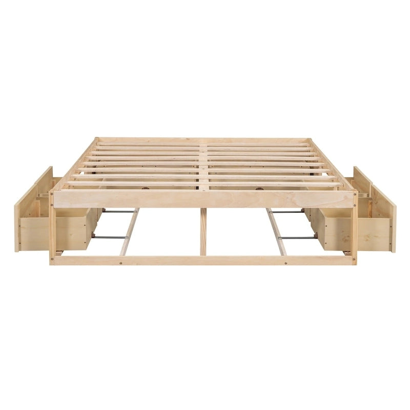 Lit plate-forme Queen Size avec 6 tiroirs de rangement