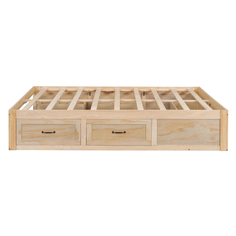 Lit plate-forme Queen Size avec 6 tiroirs de rangement