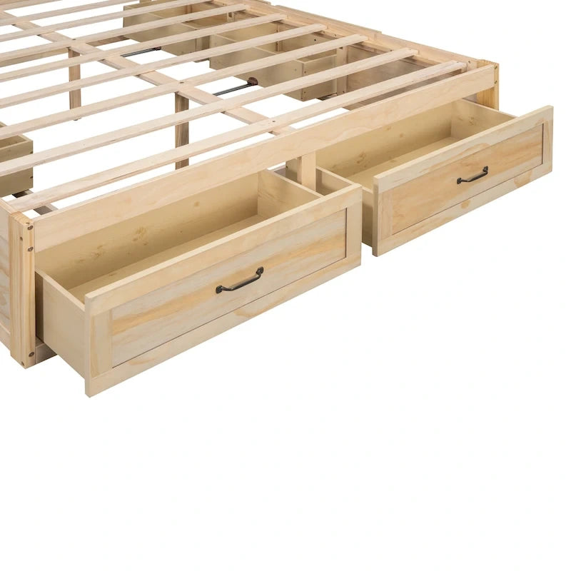 Lit plate-forme Queen Size avec 6 tiroirs de rangement